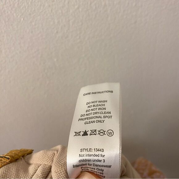 Weissman Dance Costume tan beige dress sequin mesh Hand In Hand 13443 LC - Picture 9 of 11